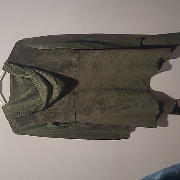 Blank NYC olive green suede hooded cardigan sz xs - Picture 6 of 7
